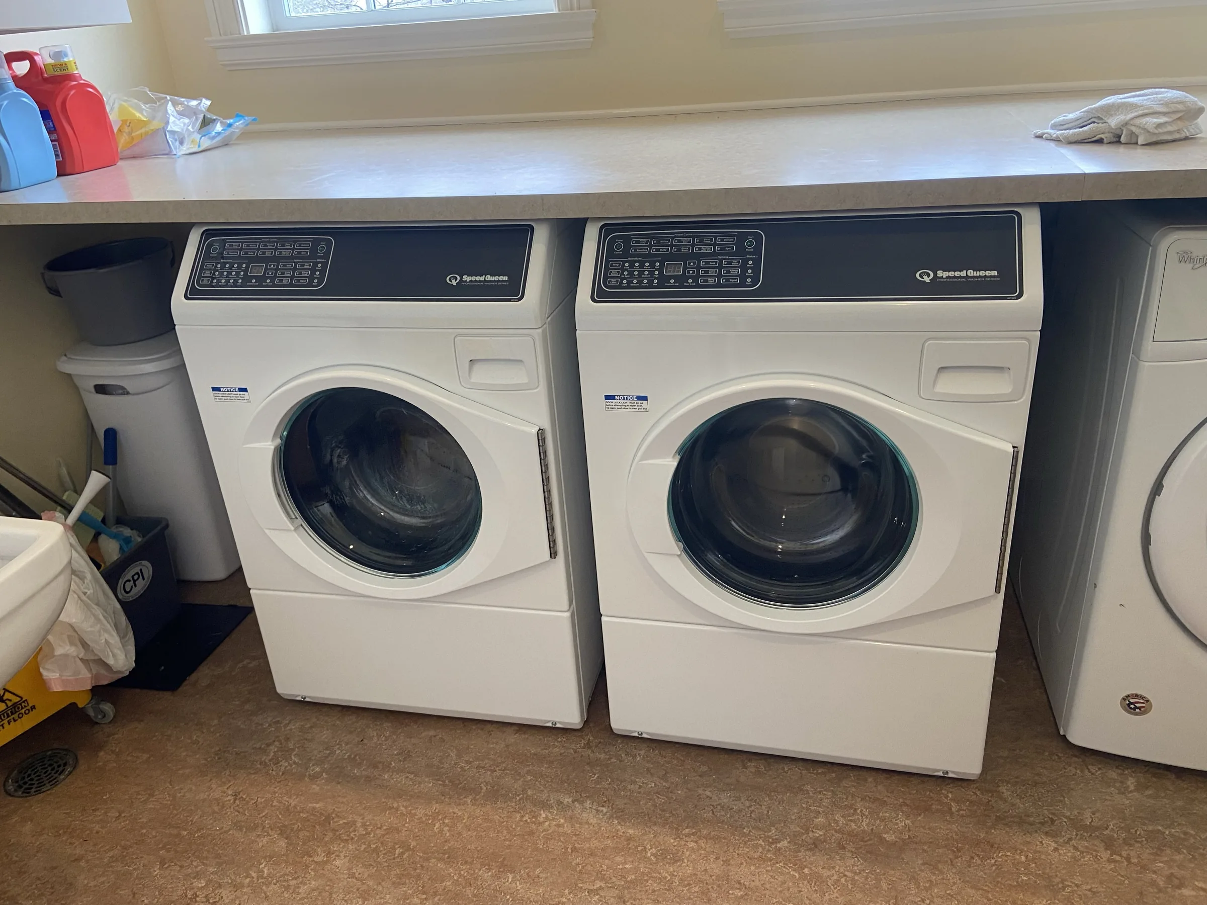 Washer and dryer in a laundry room